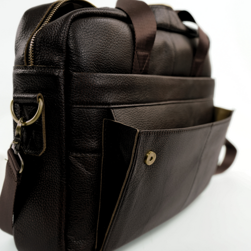 Męska torba na ramię skórzana na laptopa Solier SL46 Dune ciemny brąz