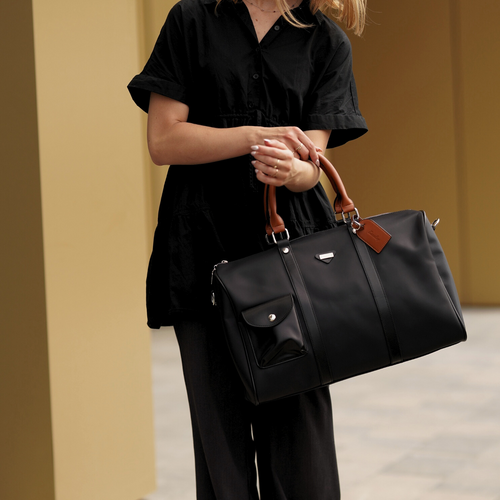 Duża torba podróżna weekendowa z nylonu Solier FB49 Barrley czarna