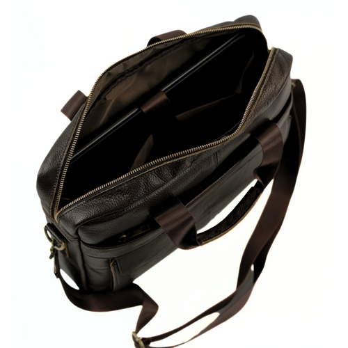 Męska torba na ramię skórzana na laptopa Solier SL46 Dune ciemny brąz