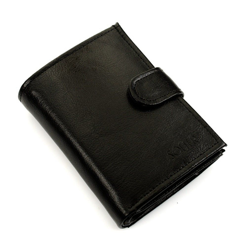 Elegant black leather wallet SOLIER SW04