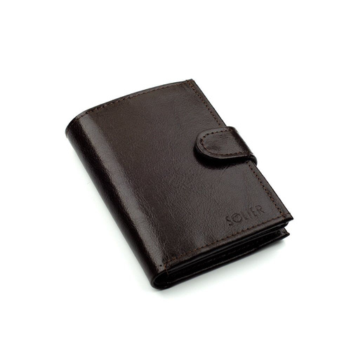 Elegant brown leather wallet SOLIER SW01