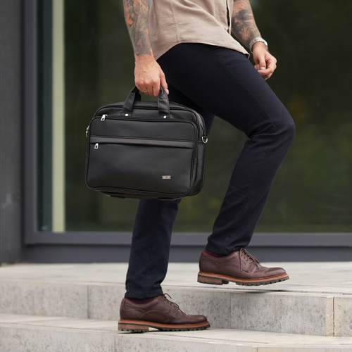 Klasyczna torba na laptopa Solier S39 Veldor czarna