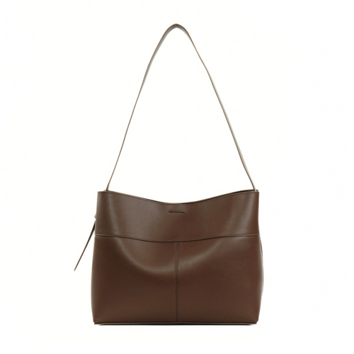 Skórzana torba damska shopper z klamrą i regulowanym paskiem Solier FL40 Ellise ciemny brąz