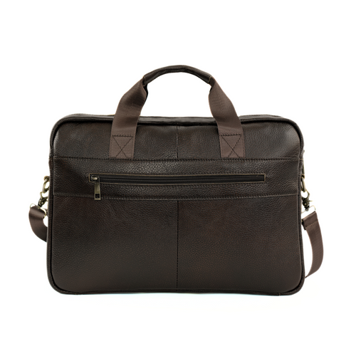 Męska torba na ramię skórzana na laptopa Solier SL46 Dune ciemny brąz
