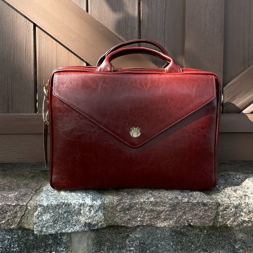 Leather woman's laptop bag FL15 Positano deep red