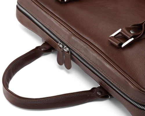 Vegetable tanned laptop bag Solier SL25 dark brown