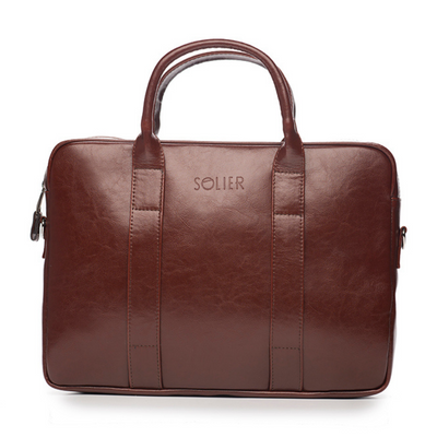 Maroon leather shoulder laptop bag SL20 EDYNBURG