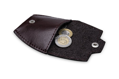 Leather men's coin wallet SOLIER SA10 BROWN/MAROON