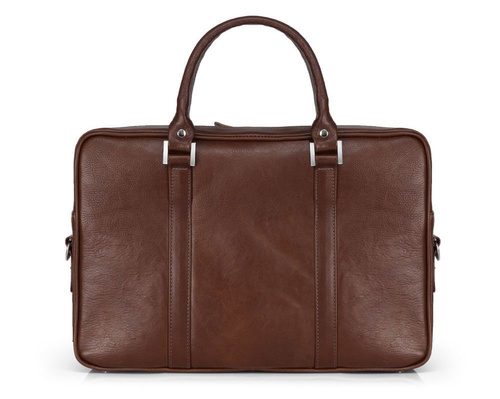 Vegetable tanned laptop bag Solier SL25 dark brown