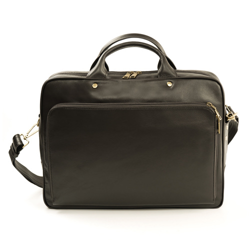 Brown leather shoulder laptop bag Solier Rothen SL30