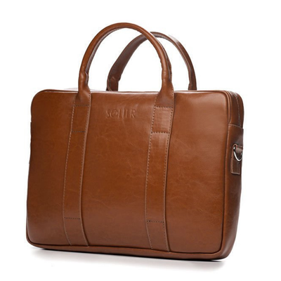 Vintage brown leather shoulder laptop bag EDYNBURG
