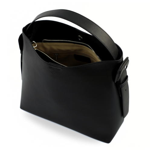 Skórzana torebka damska z klamrą Solier FL44 Elara czarna