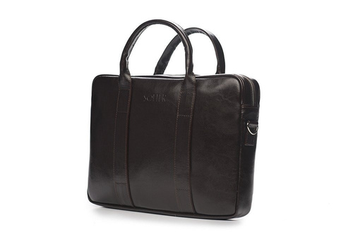 Brown leather shoulder laptop bag SL20 EDYNBURG