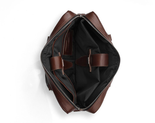 Vegetable tanned laptop bag Solier SL25 dark brown