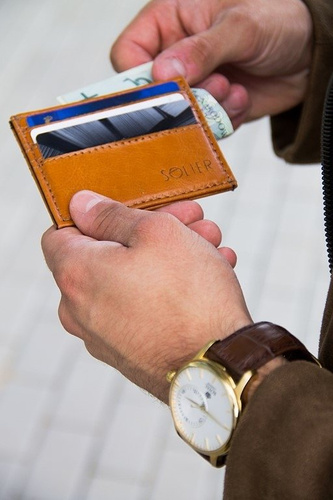 Slim leather men's wallet card holder SOLIER SA13