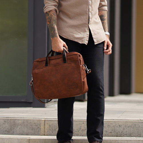 Light brown shoulder laptop bag S13