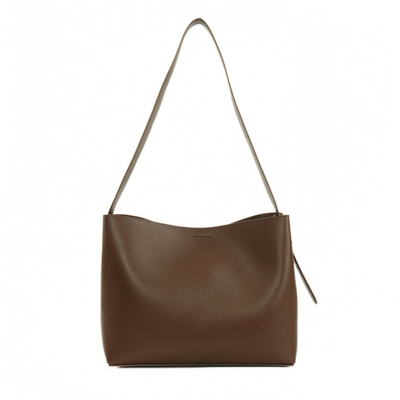 Skórzana torba damska shopper z klamrą i regulowanym paskiem Solier FL40 Ellise ciemny brąz