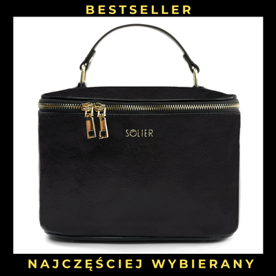 Elegant genuine leather women's beauty bag FK01 Solier black