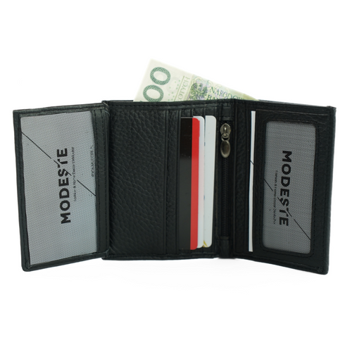 Skórzany czarny portfel SOLIER SW47 Czarny