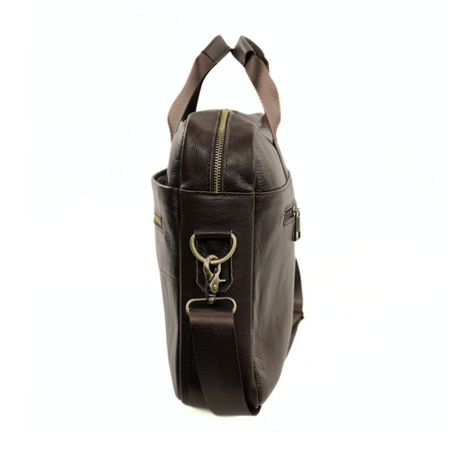 Skórzana duża torba męska na laptopa Solier SL44 Remy ciemny brąz