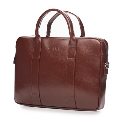 Maroon leather shoulder laptop bag SL20 EDYNBURG
