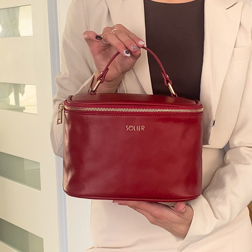 Elegant genuine leather women's beauty bag FK01 Solier red