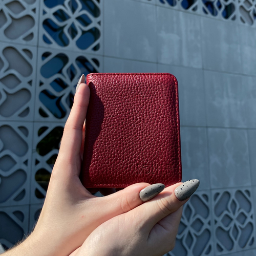 Burgundowy portfel z naturalnej skóry kompaktowy model Solier SW49 BURGUNDY