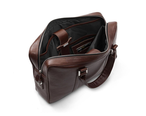 Vegetable tanned laptop bag Solier SL25 dark brown