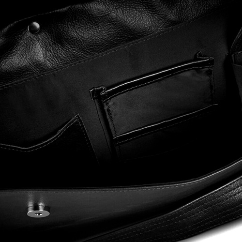 Black leather shoulder laptop bag Solier Rothen SL30