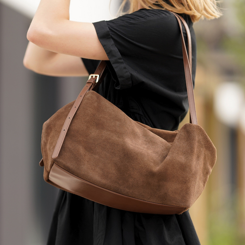 Skórzana damska torba worek na ramię Solier FL42 Lora cappucino