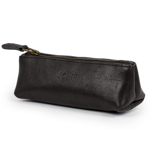 Leather pencil case Solier SA51 black