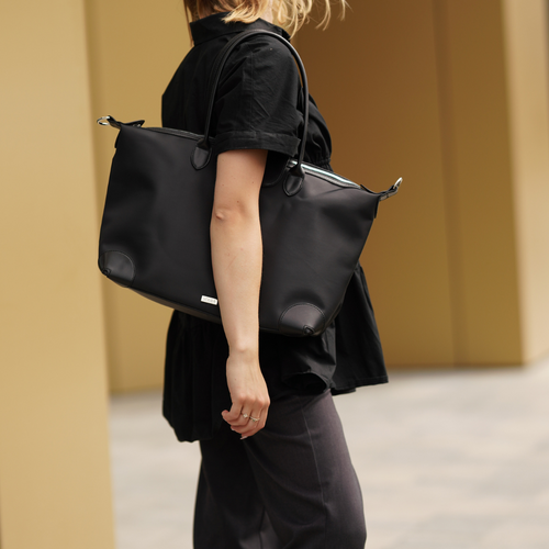 Nylonowa Torba damska shopper Solier FB48 Lestia czarna