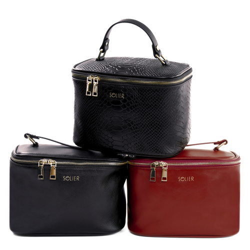 Elegant genuine leather women's beauty bag FK01 Solier red