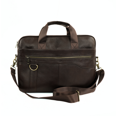 Skórzana duża torba męska na laptopa Solier SL44 Remy ciemny brąz