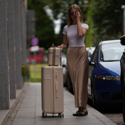 Walizka podróżna twarda duża Solier Nokiro 28' XL - beż