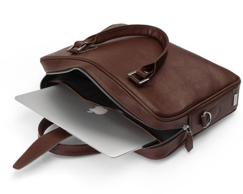 Genuine leather laptop bag Solier SL22 dark brown