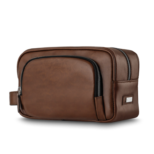 Elegant genuine leather men's beauty bag SK04 SOLIER vintage brown