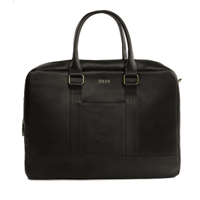 Brown leather shoulder laptop bag SL02 ABERDEEN