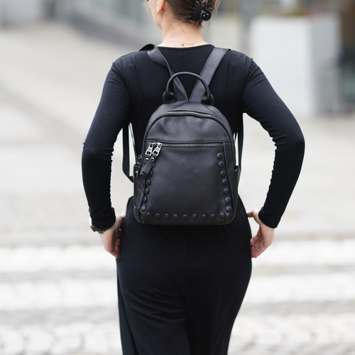 Skórzany plecak damski Solier FV11 Aure czarny