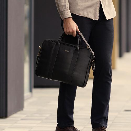 Brown leather shoulder laptop bag SL20 EDYNBURG