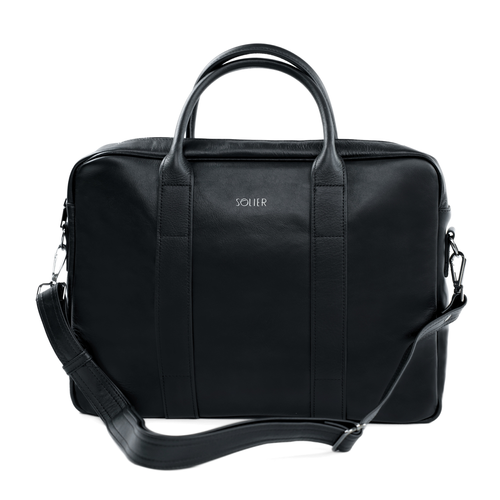 Black leather shoulder laptop bag SL20 EDYNBURG