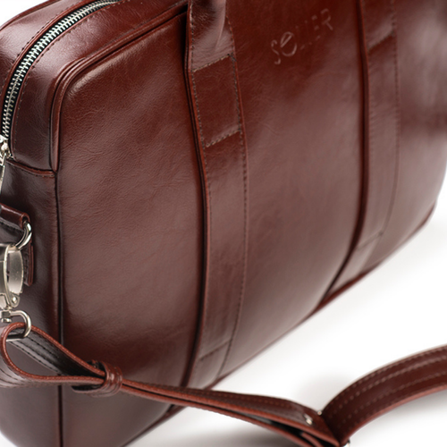 Maroon leather shoulder laptop bag SL20 EDYNBURG