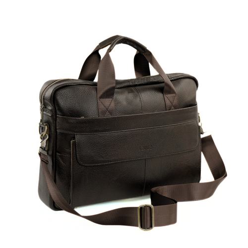 Męska torba na ramię skórzana na laptopa Solier SL46 Dune ciemny brąz