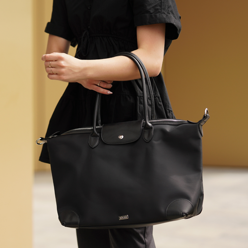 Nylonowa Torba damska shopper Solier FB48 Lestia czarna