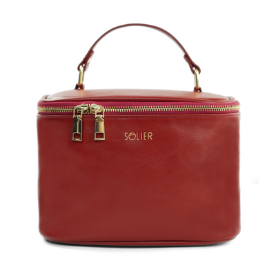 Elegant genuine leather women's beauty bag FK01 Solier red