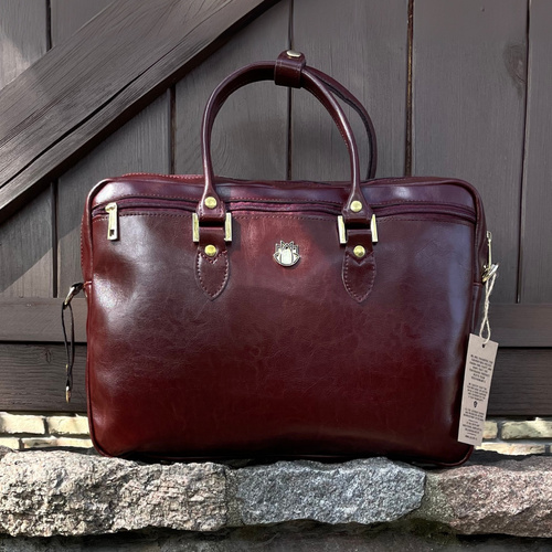 Genuine leather women's laptop bag Marina red