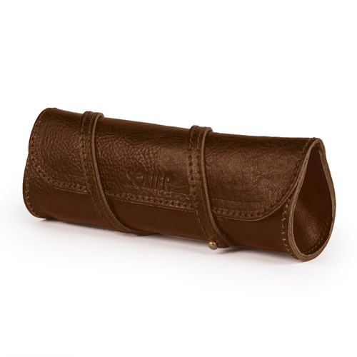 Leather pencil case Solier SA52 dark brown