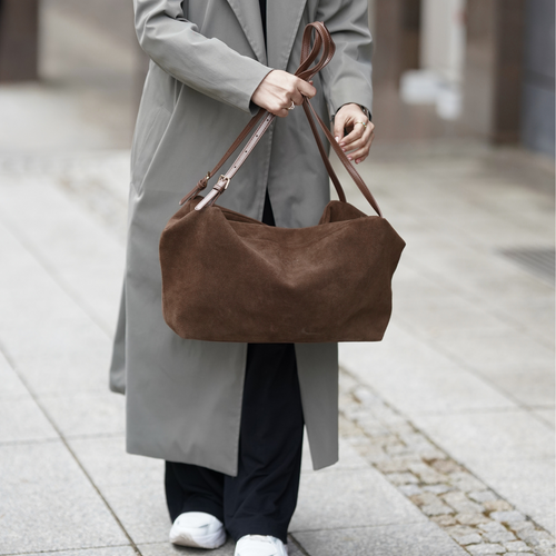 Skórzana damska torba worek na ramię Solier FL42 Lora cappucino