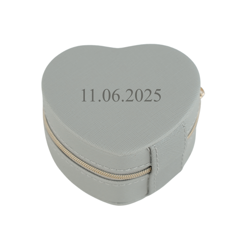 Personalizowana szkatułka na biżuterię w kształcie serca - szara