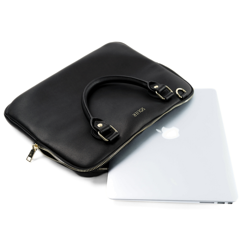 Genuine leather woman's laptop bag 13,3'' FL26 Alcamo black with snake pattern